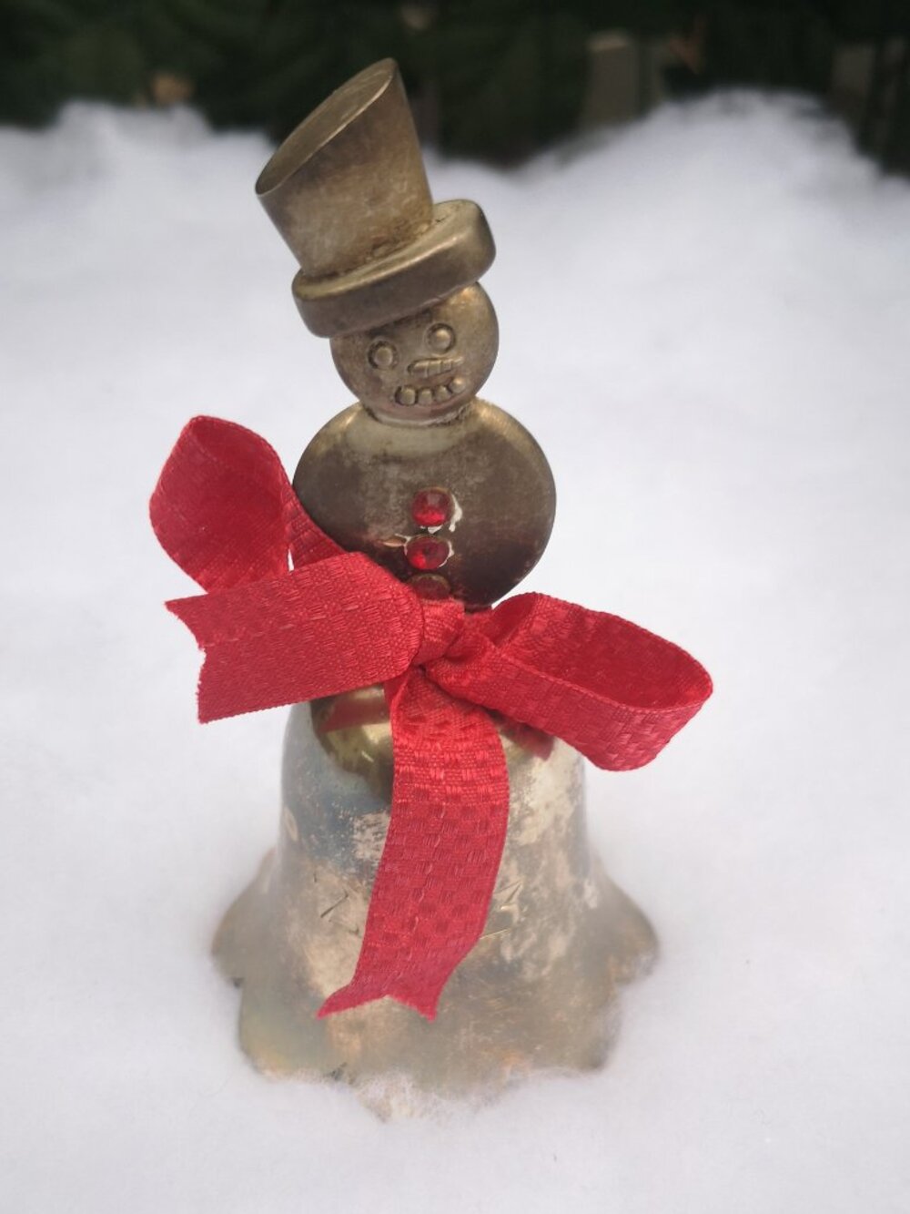 VTG International Silver Co. Handmade 2003 Silver Plated Snowman Bell 4.5" High